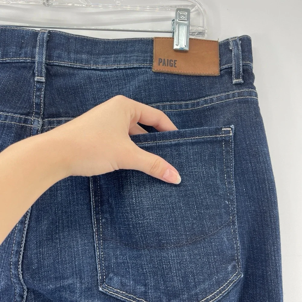 Paige Men Jeans Normandie Straight Leg Stretch Dark Wash Denim Blue Sz 34 38x31